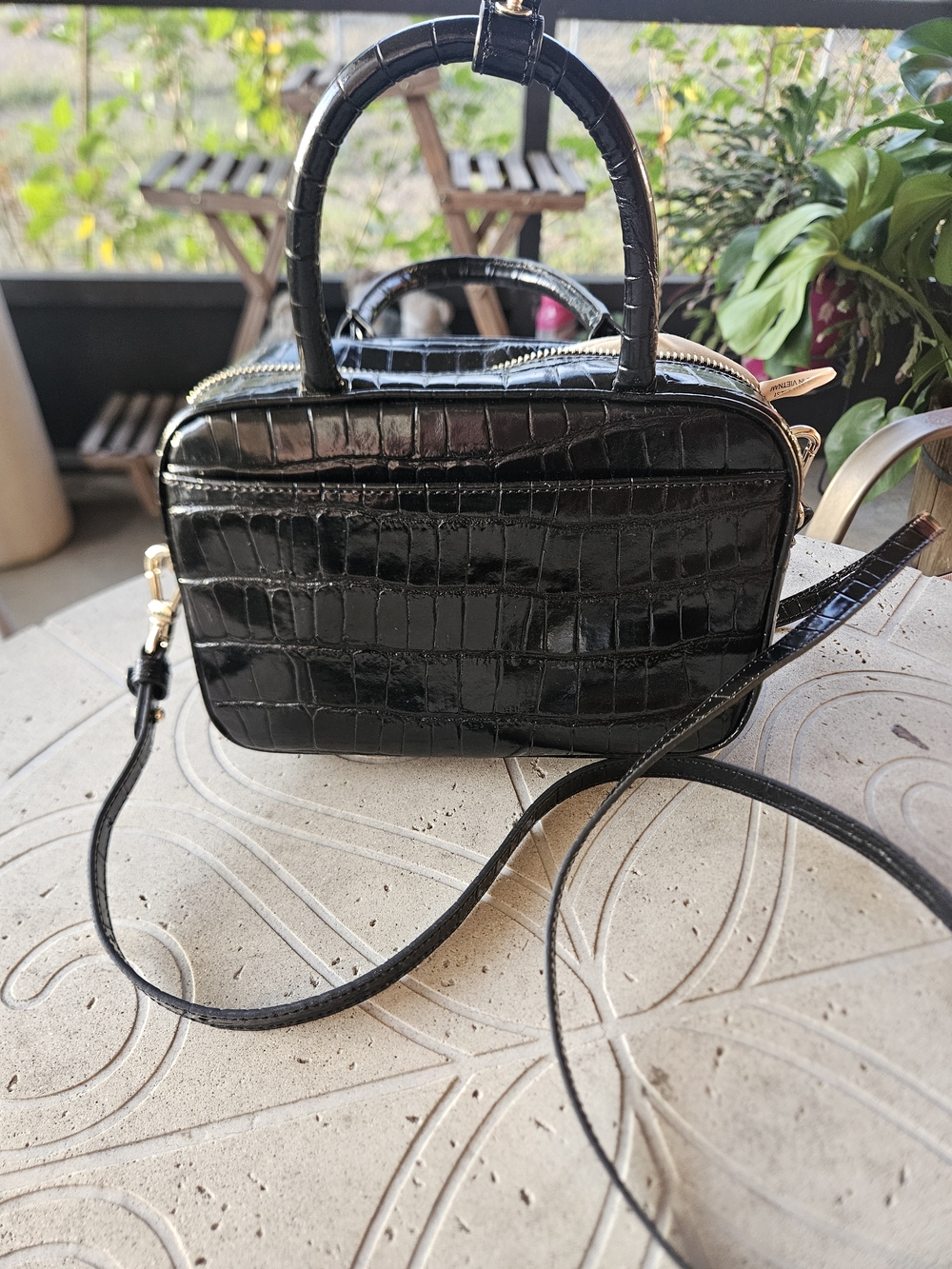 TODAY ONLY $100.  Embellished Black Velvet Satchel with Beaded Bee Motif - Picture 5 of 6